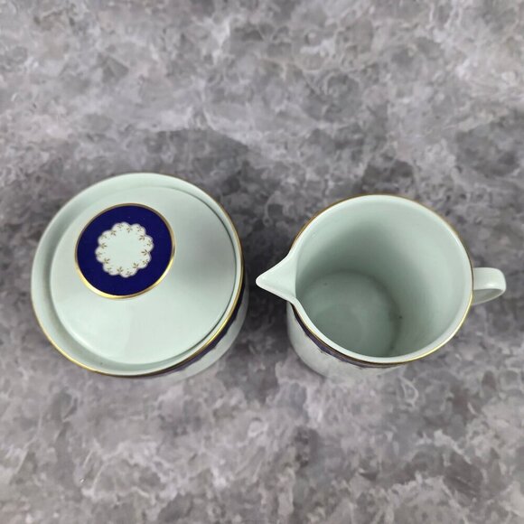 VTG Medaillon RENNER Espresso Set Porcelain Blue White Gold Porto Alegre 16 Pc - Picture 6 of 16